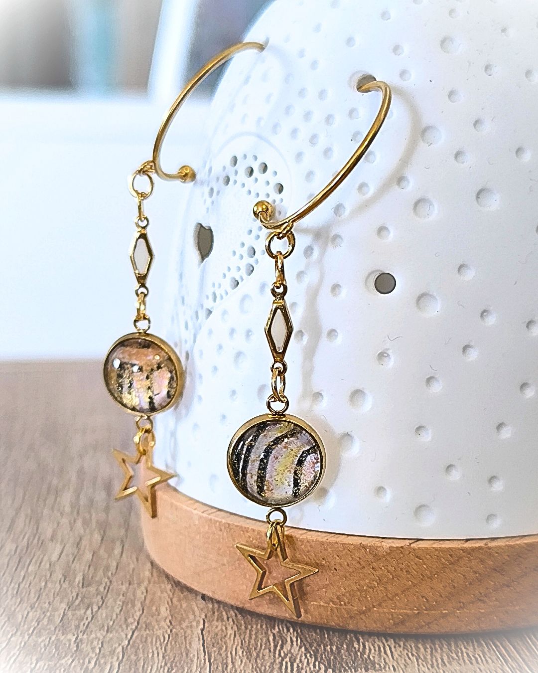 boucles d'oreilles faites mains les étoilées
