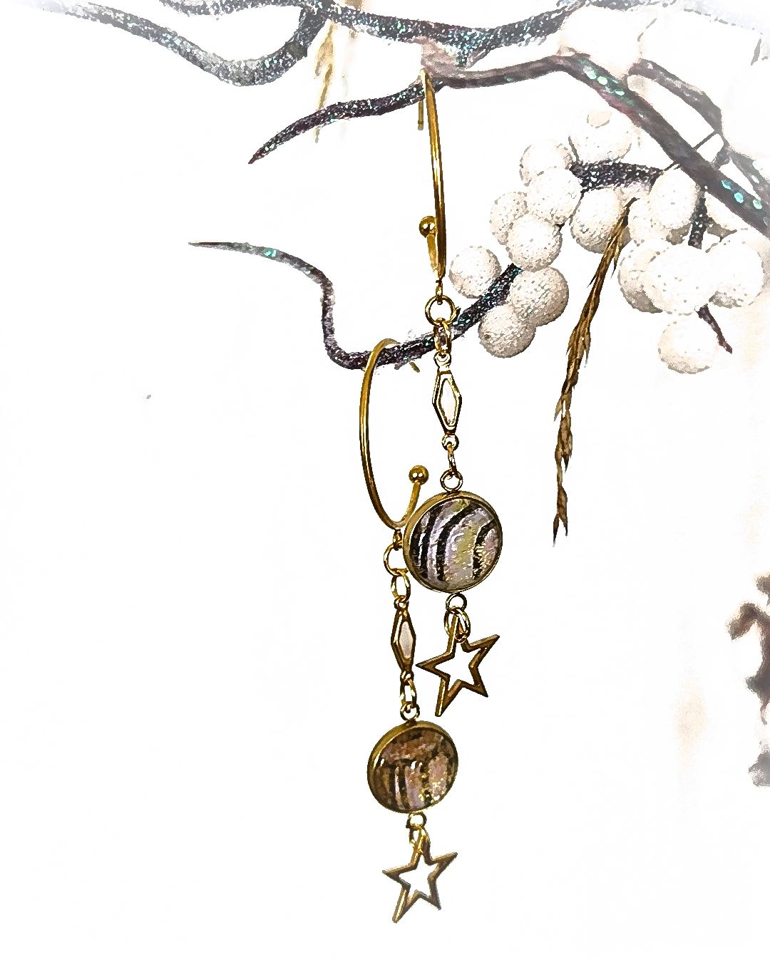 boucles d'oreilles faites mains les étoilées